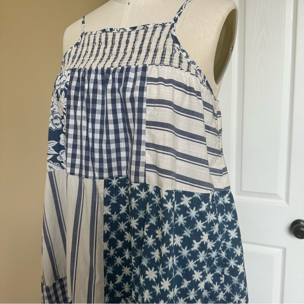 Cat & Jack Girl's Sleeveless Blue and White Patchwork Dress Size 14/16 XL - Picture 7 of 9